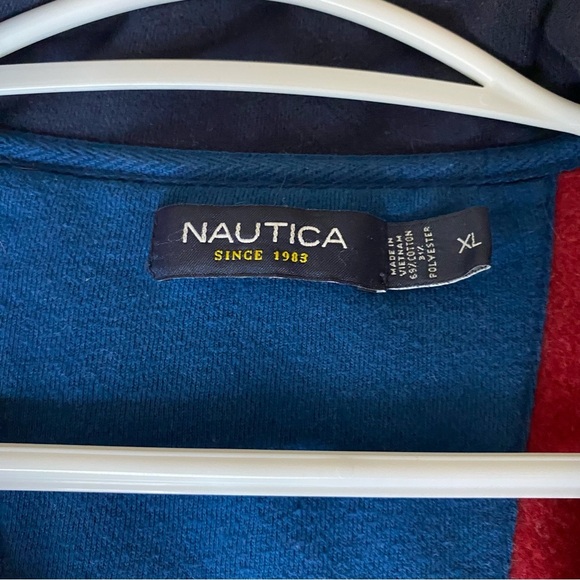 Nautica Sweater Red & Blue 1/4 Zip Pullover Sailing Jacket Preppy Sweater XL - Picture 3 of 10